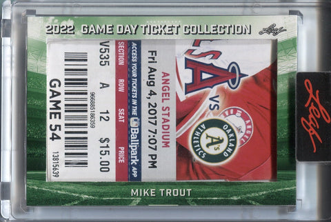2022 Mike Trout Leaf Game Day Ticket Collection TICKET STUB #TC-69 Anaheim Angels