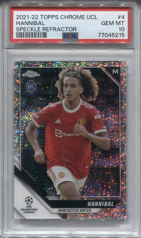 2021-22 Hannibal Topps Chrome UCL SPECKLE REFRACTOR ROOKIE RC PSA 10 #4 Manchester United 5215