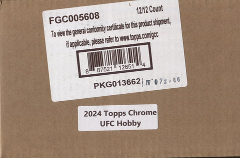 2024 Topps Chrome UFC Hobby, 12 Box Case