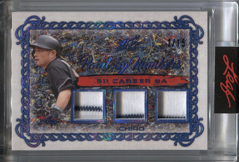 2021 Ichiro Suzuki Leaf Art of Sport PAINT BY NUMBERS BLUE TRIPLE JERSEY 02/15 RELIC #PBN-07 Seattle Mariners HOF