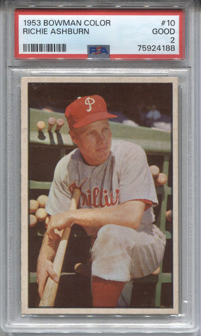 1953 Richie Ashburn Bowman Color PSA 2 #10 Philadelphia Phillies HOF 4988