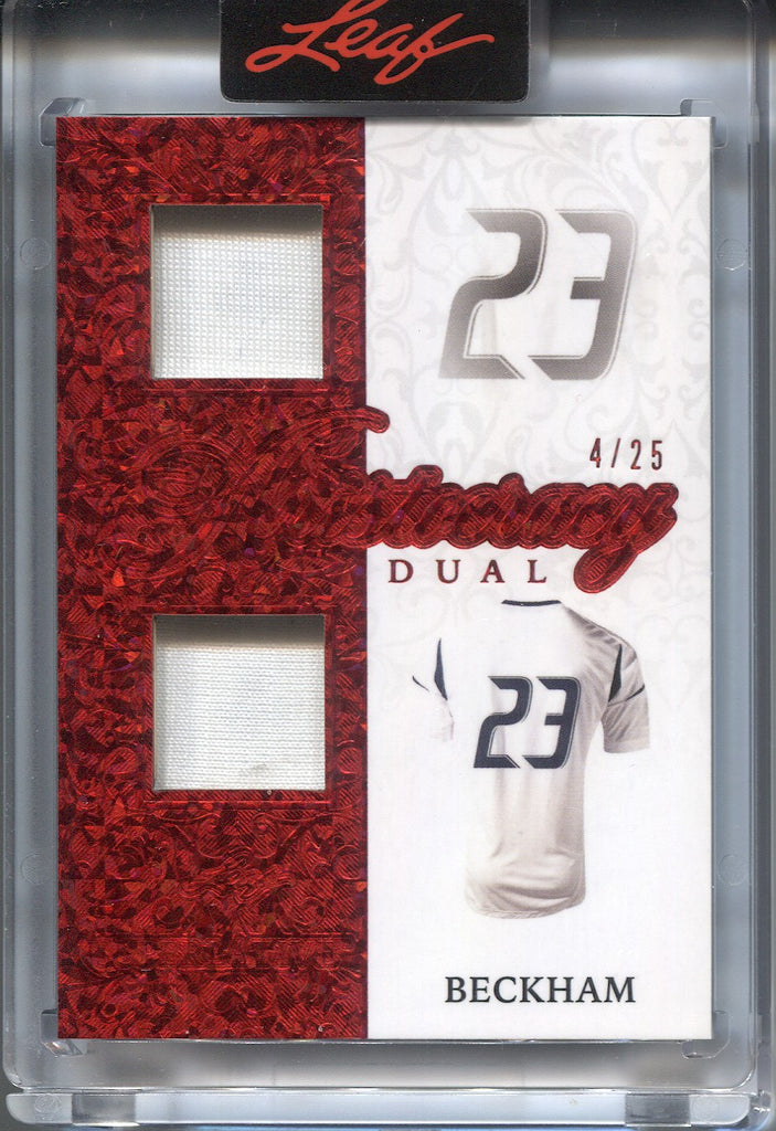 2023 David Beckham Leaf Superlative RED ARISTOCRACY DUAL JERSEY 04/25 RELIC  #A-5 Los Angeles Galaxy