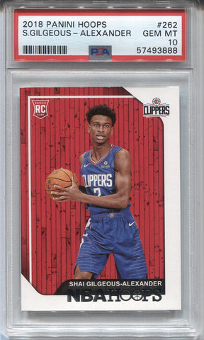 2018-19 Shai Gilgeous-Alexander Panini NBA Hoops ROOKIE RC PSA 10 #262 Los Angeles Clippers 3888