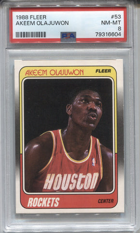 1988-89 Akeem Olajuwon Fleer PSA 8 #53 Houston Rockets 6604
