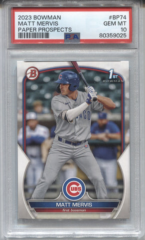 2023 Matt Mervis Bowman 1ST BOWMAN PSA 10 #BP74 Chicago Cubs 9025