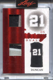 2023 Tim Duncan Leaf Superlative RED ARISTOCRACY DUAL PATCH 3/5 RELIC #A-24 San Antonio Spurs HOF
