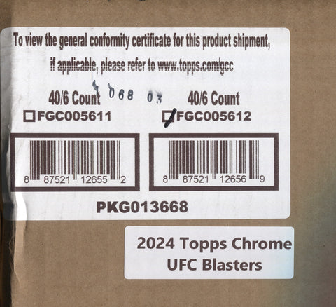 2024 Topps Chrome UFC Blaster, 40 Box Case