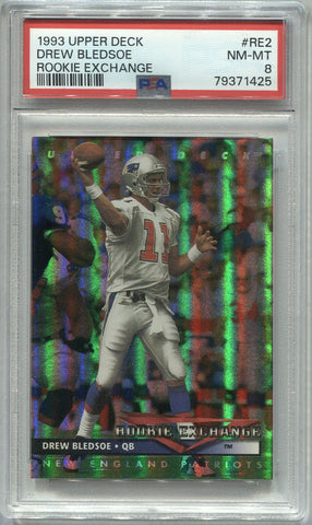 1993 Drew Bledsoe Upper Deck ROOKIE EXCHANGE RC PSA 8 #RE2 New England Patriots 1425
