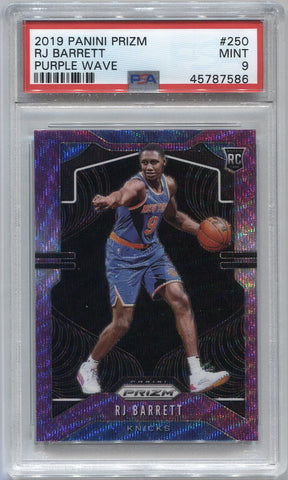 2019-20 RJ Barrett Panini Prizm PURPLE WAVE ROOKIE RC PSA 9 #250 New York Knicks 7586