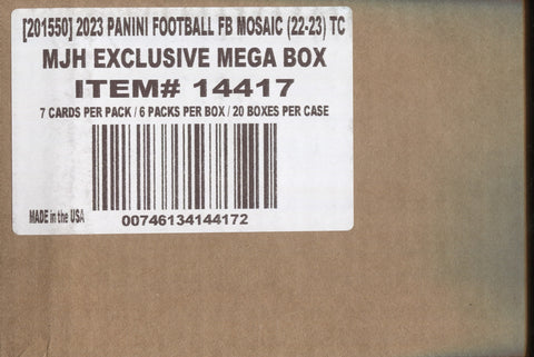 2023 Panini Mosaic Football, 20 Mega Box Case (Reactive Blue Parallels!)