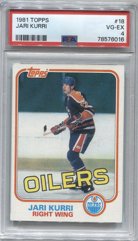 1981-82 Jari Kurri Topps ROOKIE RC PSA 4 #18 Edmonton Oilers HOF 6016