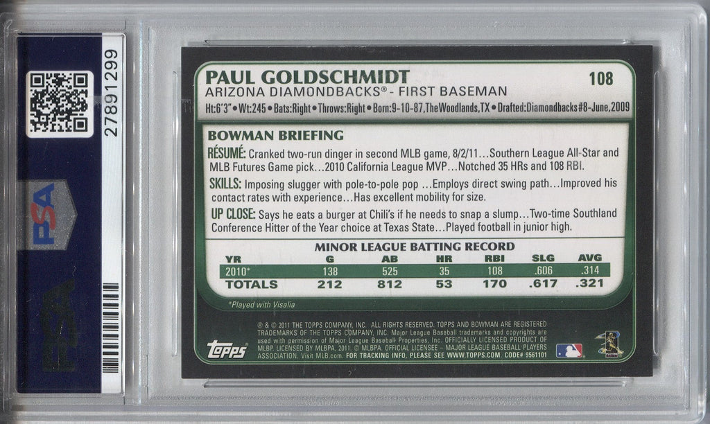 2011 Bowman Chrome Draft Refractor #108 Paul Goldschmidt