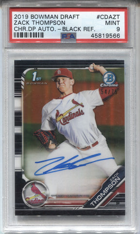 2019 Zack Thompson Bowman Draft Chrome 1ST BOWMAN BLACK REFRACTOR AUTO 54/75 AUTOGRAPH PSA 9 #CDAZT St. Louis Cardinals 9566