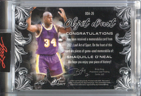 2021 Shaquille O'Neal Leaf Art of Sport OBJET D'ART DUAL JERSEY 14/35