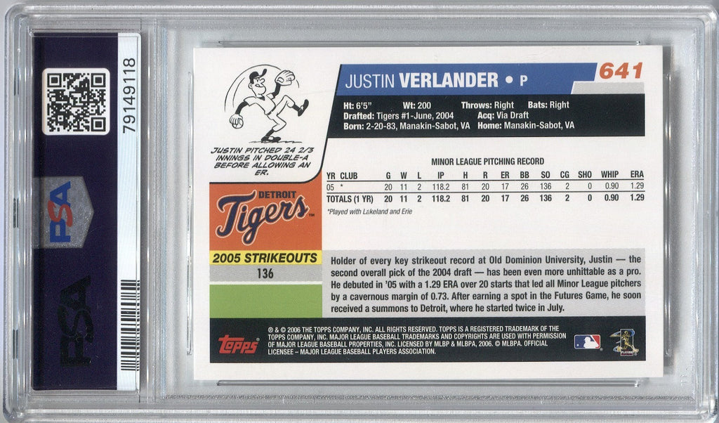 Justin Verlander 2006 Topps #641 Rookie Card