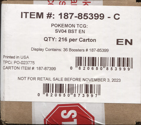 Pokemon Scarlet & Violet Paradox Rift, 6 Booster Box Case