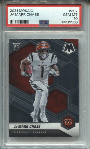 2021 Ja'Marr Chase Panini Mosaic ROOKIE RC PSA 10 #307 Cincinnati Bengals 9960