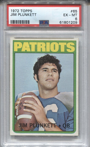 1972 Jim Plunkett Topps ROOKIE RC PSA 6 #65 New England Patriots 1209