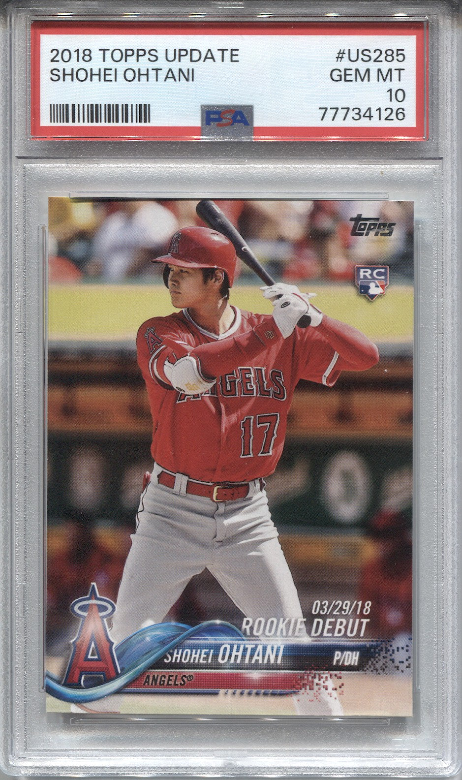 2018 Shohei Ohtani Topps Update ROOKIE RC PSA 10 #US285 Anaheim Angels