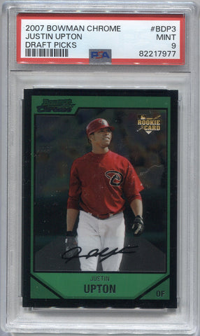 2007 Justin Upton Bowman Chrome Draft ROOKIE RC PSA 9 #BCP3 Arizona Diamondbacks 7977