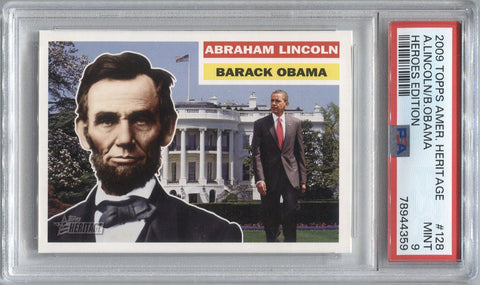 2009 Abraham Lincoln Barack Obama Topps American Heritage HEROES EDITION PSA 9 #128 POTUS 4359