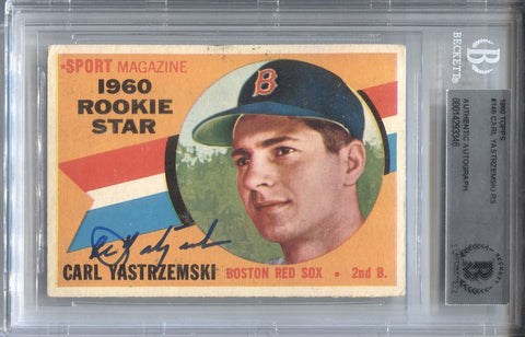 1960 Carl Yastrzemski Topps ROOKIE BAS AUTHENTIC AUTO AUTOGRAPH RC #148 Boston Red Sox 3346