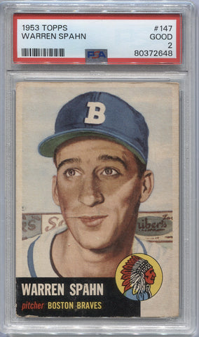 1953 Warren Spahn Topps PSA 2 #147 Boston Braves 2648