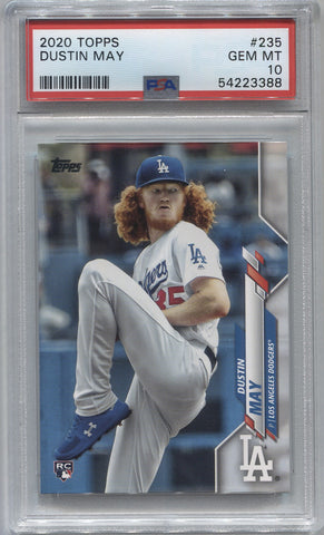 2020 Dustin May Topps Series 1 ROOKIE RC PSA 10 #235 Los Angeles Dodgers 3388