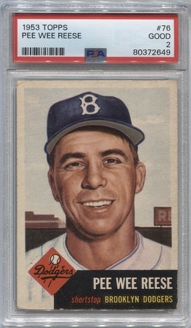 1953 Pee Wee Reese Topps PSA 2 #76 Brooklyn Dodgers 2649