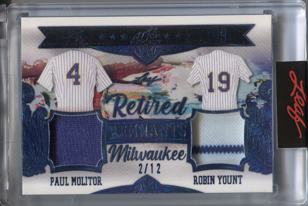 2021 Paul Molitor Robin Yount Leaf Art of Sport RETIRED REMNANTS BLUE