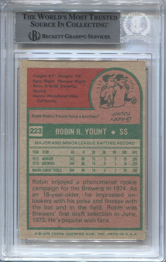 1975 Robin Yount Topps ROOKIE RC BAS AUTHENTIC AUTO AUTOGRAPH #223 Mil