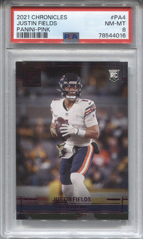 2021 Justin Fields Panini Chronicles PINK ROOKIE RC PSA 8 #PA4 Chicago Bears 4016