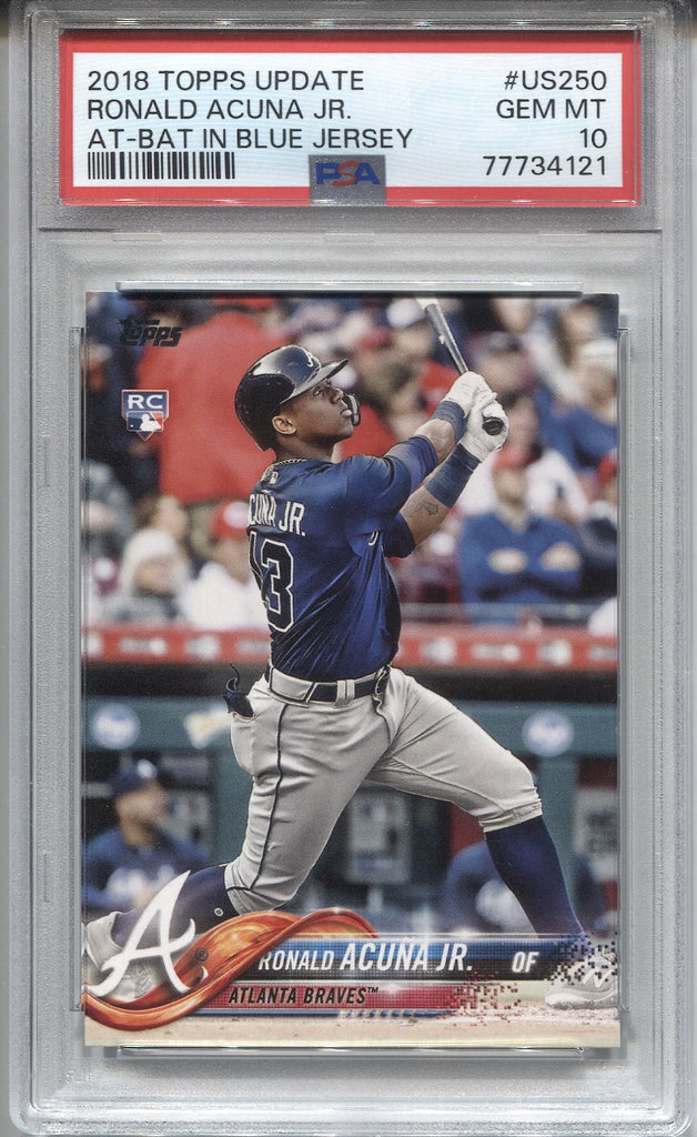 2018 Ronald Acuna Jr. Topps Update BLUE JERSEY ROOKIE RC PSA 10 #US250