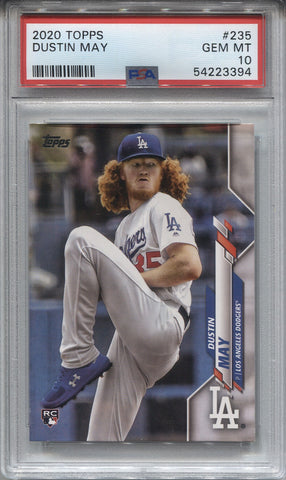 2020 Dustin May Topps Series 1 ROOKIE RC PSA 10 #235 Los Angeles Dodgers 3394