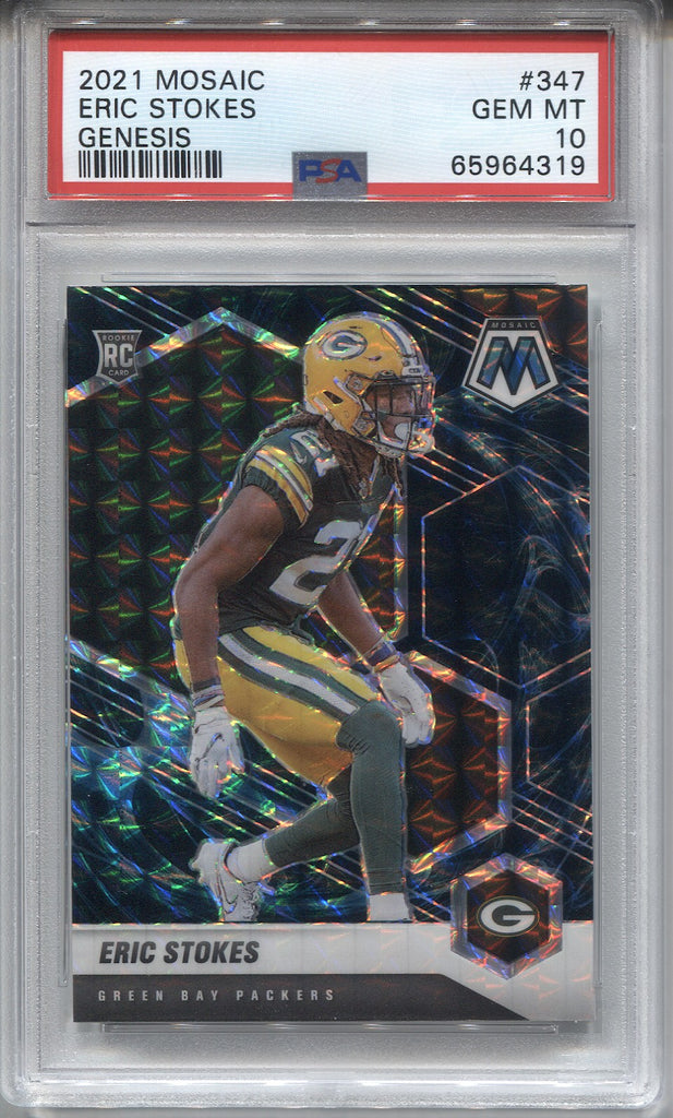 2021 Eric Stokes Panini Mosaic GENESIS ROOKIE RC PSA 10 #347 Green Bay