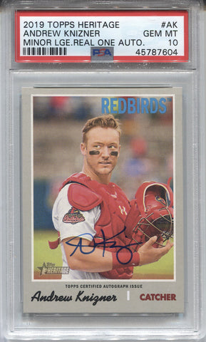 2019 Andrew Knizner Topps Heritage Minors REAL ONE AUTO AUTOGRAPH PSA 10 #AK St. Louis Cardinals 7604