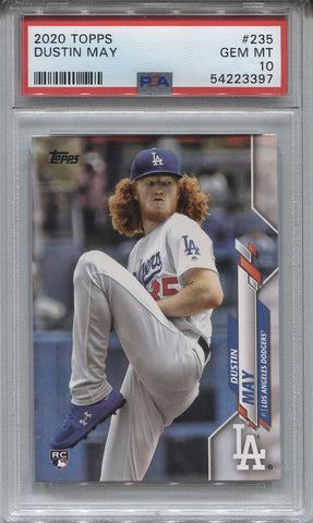 2020 Dustin May Topps Series 1 ROOKIE RC PSA 10 #235 Los Angeles Dodgers 3397