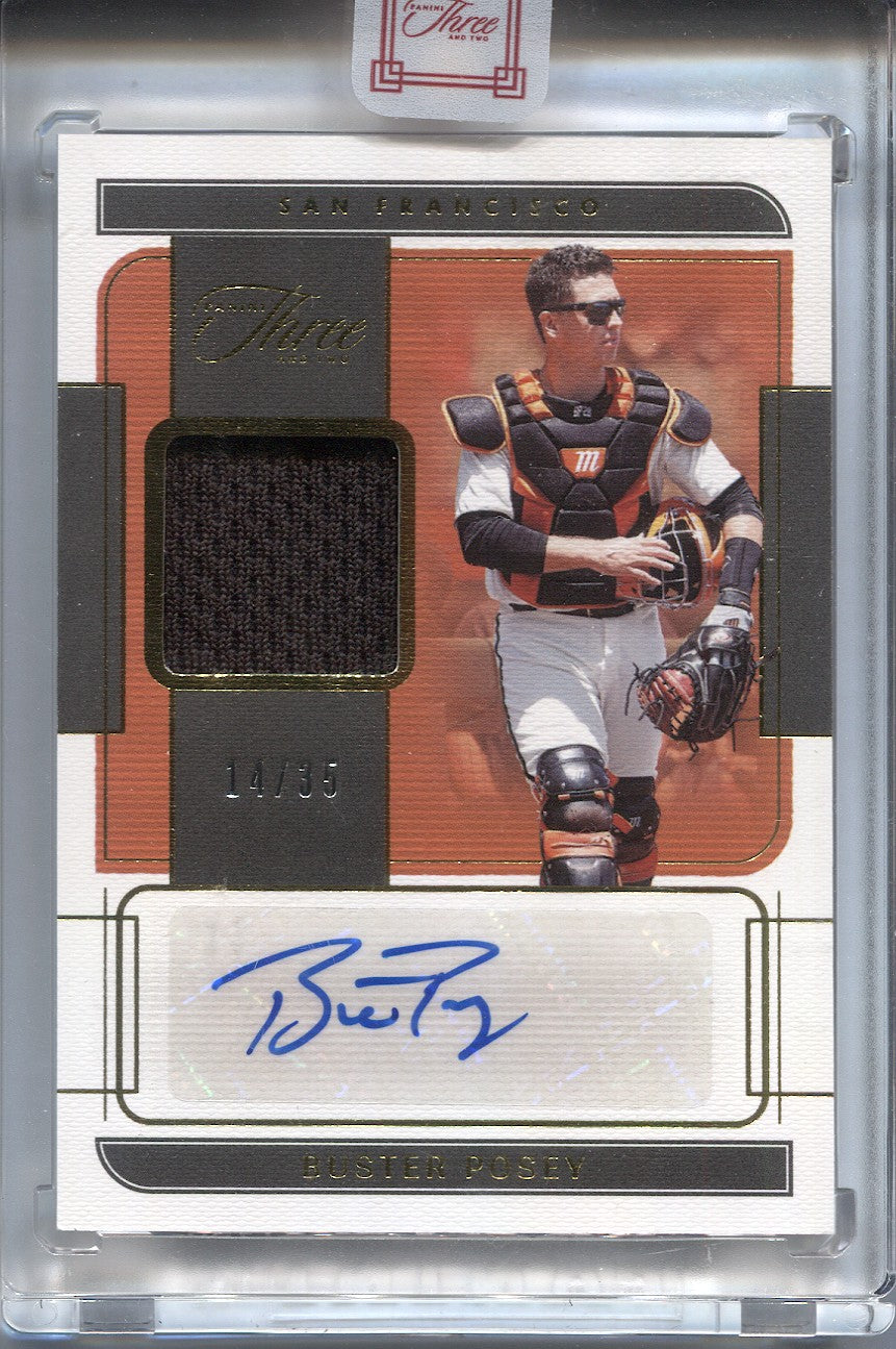 15/25 Buster Posey 2014 Panini Autographed Auto Signed Jersey Bat Relic  Card