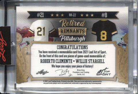 ROBERTO CLEMENTE WILLIE STARGELL GAME USED BAT & JERSEY CARD #d11/12 LEAF  ART