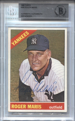 1966 Roger Maris Topps BAS AUTHENTIC AUTO AUTOGRAPH #365 New York Yankees 3201