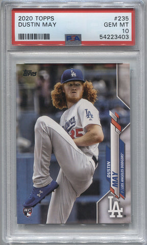 2020 Dustin May Topps Series 1 ROOKIE RC PSA 10 #235 Los Angeles Dodgers 3403