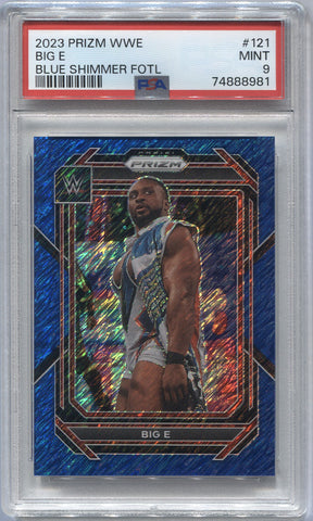 2023 Big E Panini Prizm WWE BLUE SHIMMER FOTL 06/11 PSA 9 #121 Friday Night Smackdown 8981