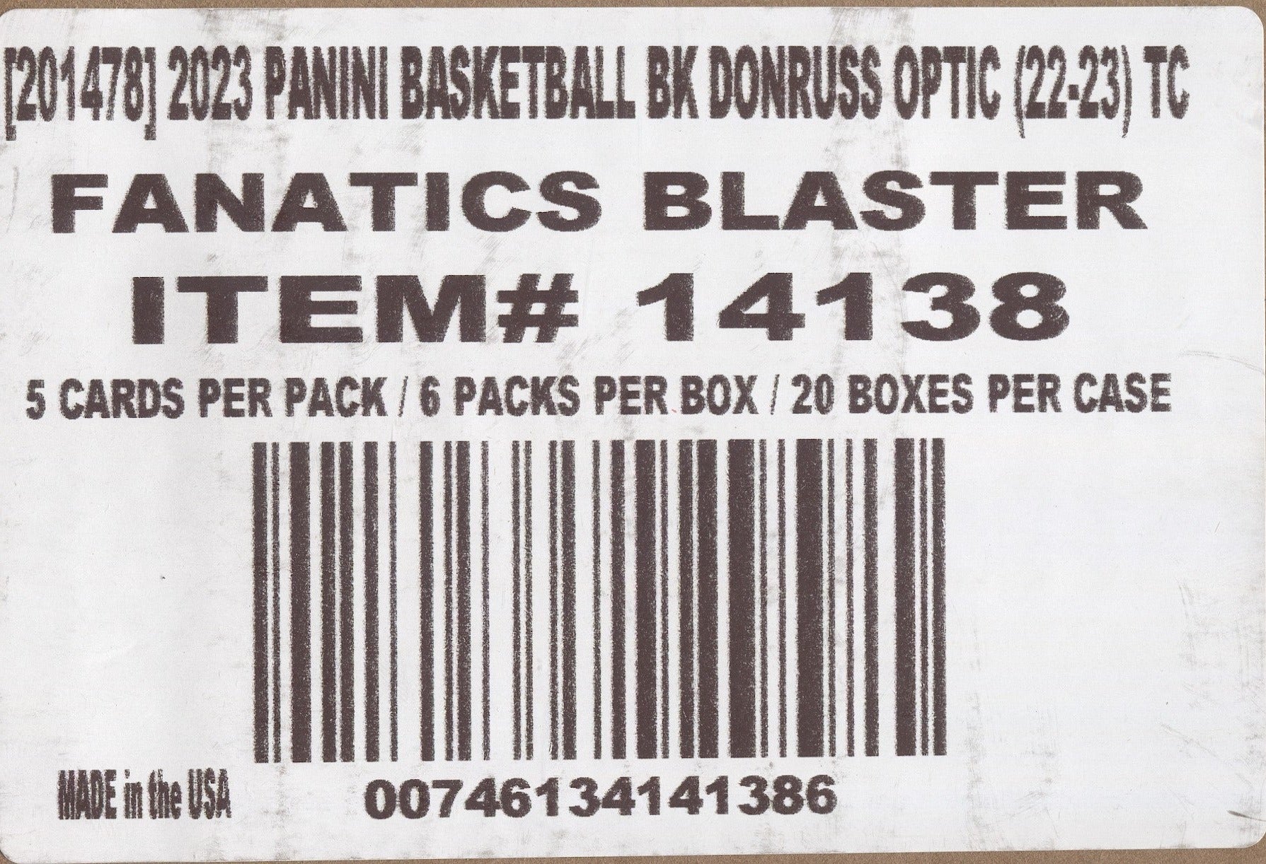 2022 Panini Donruss Optic Baseball 6-pack Blaster 20-box Case