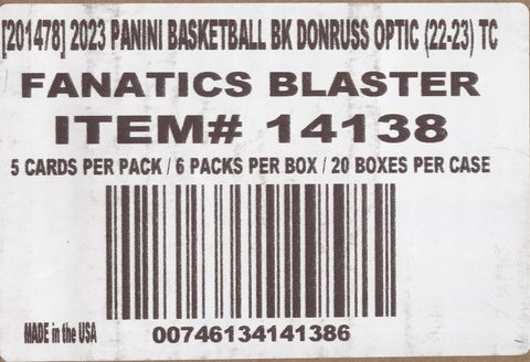 2022-23 Donruss Optic Basketball Fanatics Blaster, 20 Box Case