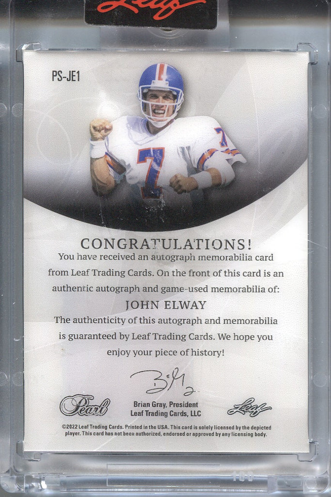 2021-22 John Elway Leaf Pearl PARAGON JERSEY AUTO 1/8 AUTOGRAPH RELIC