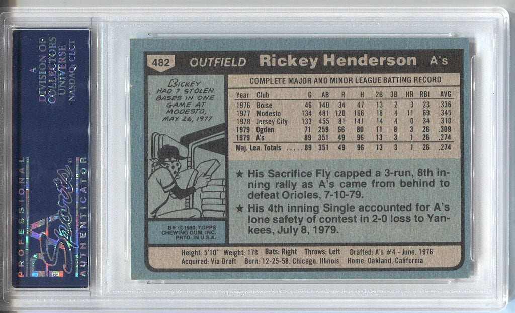 Lot - 1980 Topps # 482 Rickey Henderson Rookie Card