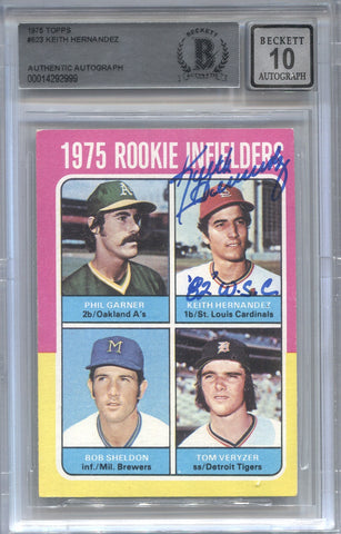 1975 Keith Hernandez Topps ROOKIE INFIELDERS BAS AUTHENTIC AUTO '82 W.S.C INSCRIBED AUTOGRAPH RC #623 St. Louis Cardinals 2999