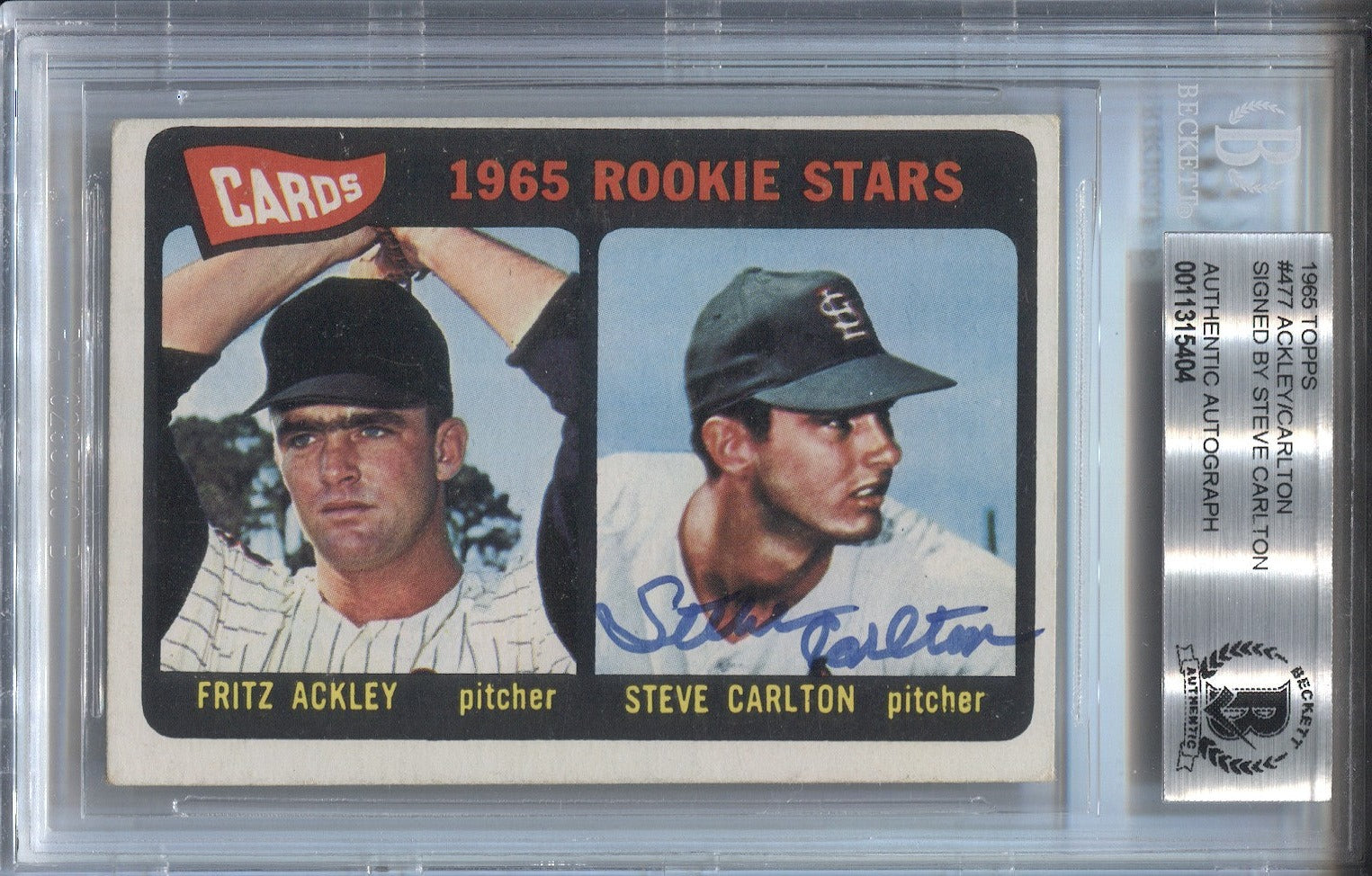 Steve Carlton Signed 1965 Topps #477 St Louis Cardinals Rookie