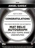 2021 Angel Garza Topps Undisputed WWE MAT AUTO 61/99 AUTOGRAPH RELIC #M-GA Friday Night Smackdown