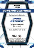 2021 Dana Brooke Topps WWE Women's Division PURPLE MAT CANVAS 15/99 RELIC #MR-DB Friday Night Smackdown